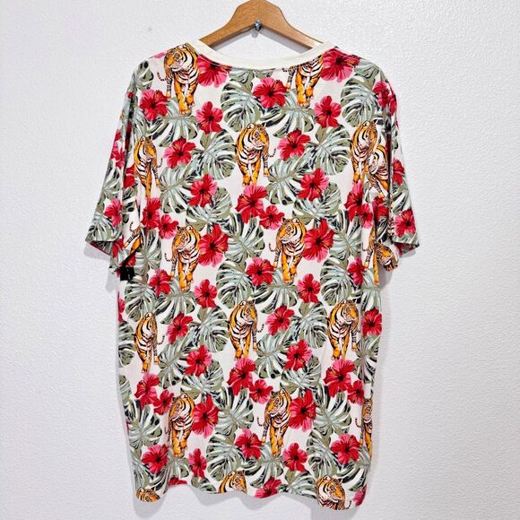No Boundaries Mens Tee Shirt Floral Aloha Hawaiian Tigers Hibiscus Ti Leaf XL - Picture 7 of 16